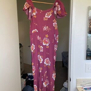 LOFT Pink Floral Maxi jumpsuit